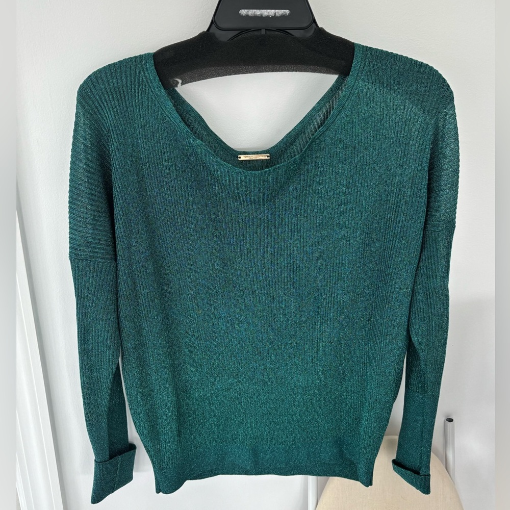 Caroline Constas Teal Sparkly Long Sleeve | Women’s S